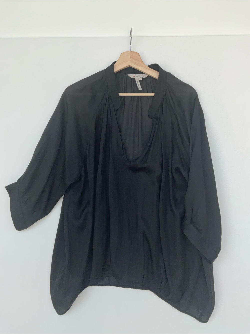 BCBGeneration Black Draped V-Neck Blouse